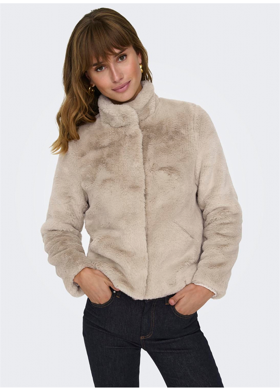 Only Sarı Kadın Dik Yaka Suni Kürk Mont ONLNEWVIDA FAUX FUR JACKET CC OTW_3