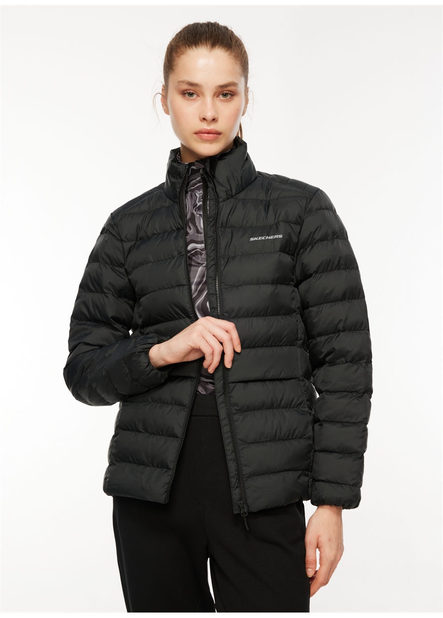 Skechers Siyah Kadın Regular Fit Ceket Pop Up Detailed Padded Jacket