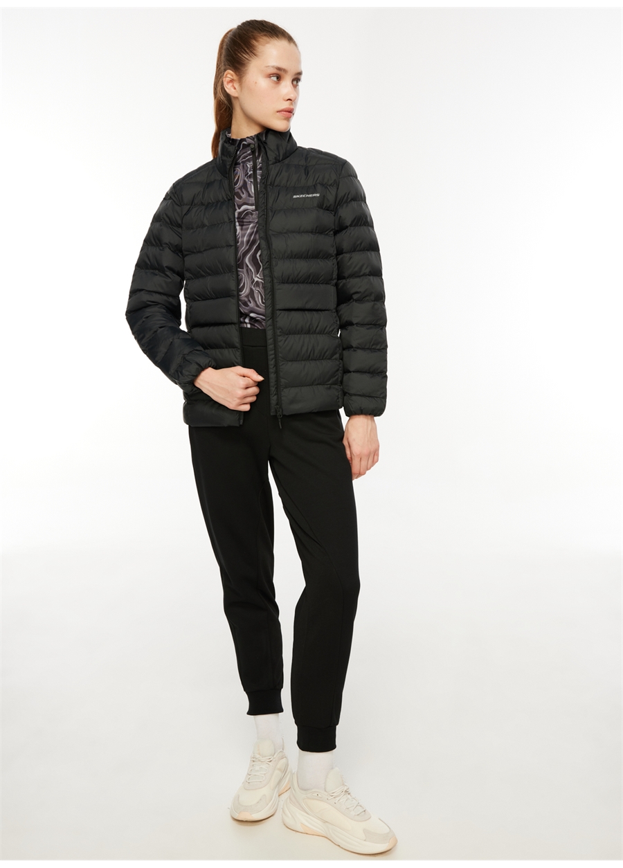 Skechers Siyah Kadın Regular Fit Ceket Pop Up Detailed Padded Jacket_1