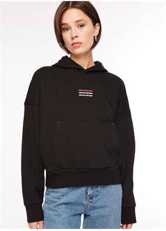 Skechers Siyah Kadın Bisiklet Yaka Sweatshirt 43-001W Essential Hoodie Sweatshirt_2