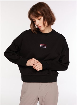 Skechers Siyah Kadın Bisiklet Yaka Sweatshirt 001W Essential Crew Neck_3