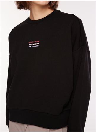 Skechers Siyah Kadın Bisiklet Yaka Sweatshirt 001W Essential Crew Neck_4