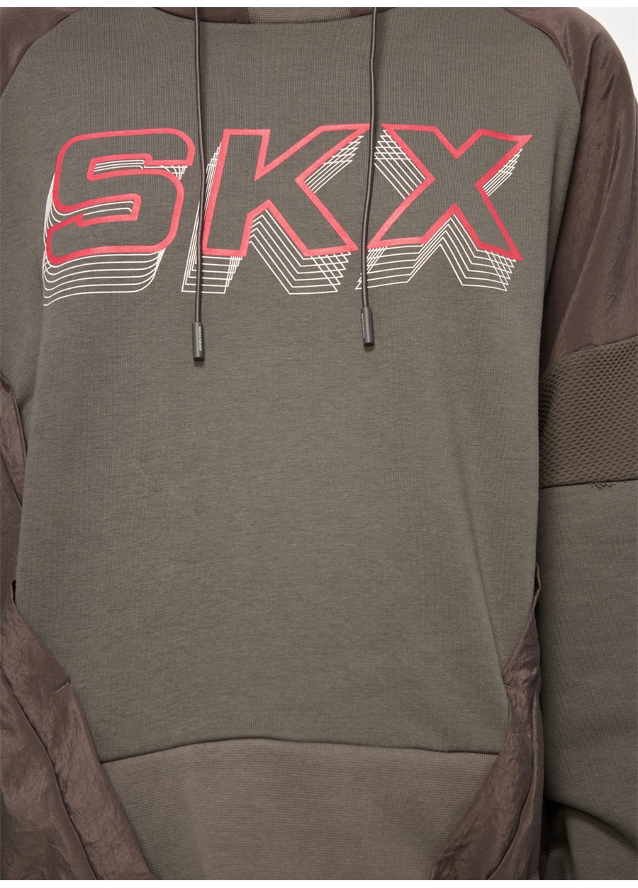 Skechers Gri Kadın Bisiklet Yaka Regular Fit Sweatshirt 84-040W LW Fleece Hoodie_4