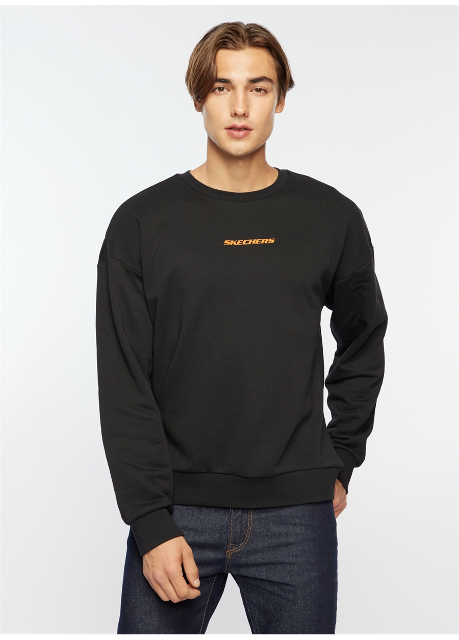 Skechers Siyah Erkek Bisiklet Yaka Regular Fit Sweatshirt 01M Essential Crew Neck_1