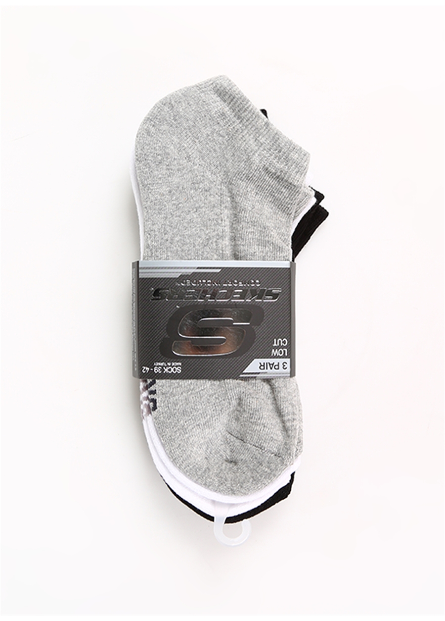 Skechers Siyah - Beyaz - Gri Unisex Regular Fit 3Lü Çorap 512-971U 3 Pack Padded Low Cut Sock