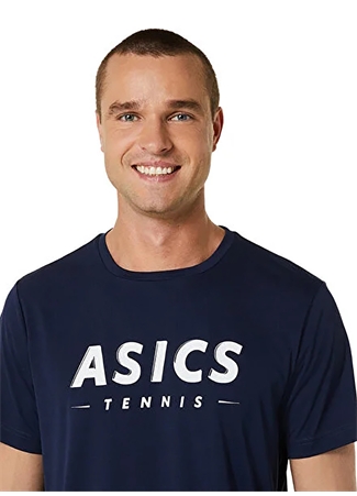 Asics Lacivert Erkek Klasik Yaka T-Shirt 2041A259-400 MEN COURT TENNIS GRAPH_4