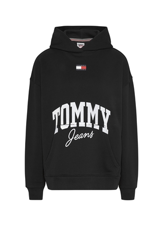 Tommy Jeans Kapüşon Yaka Baskılı Siyah Kadın Sweatshırt DW0DW16399BDS_0