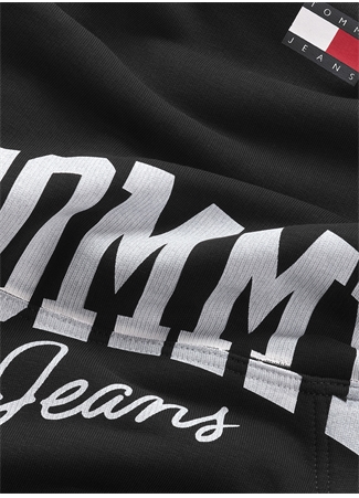 Tommy Jeans Kapüşon Yaka Baskılı Siyah Kadın Sweatshırt DW0DW16399BDS_1