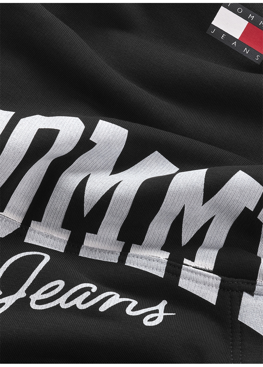 Tommy Jeans Kapüşon Yaka Baskılı Siyah Kadın Sweatshırt DW0DW16399BDS_1