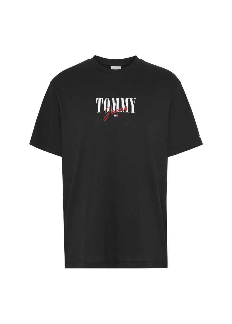 Tommy Jeans Bisiklet Yaka Baskılı Siyah Kadın T-Shirt DW0DW16441BDS_0