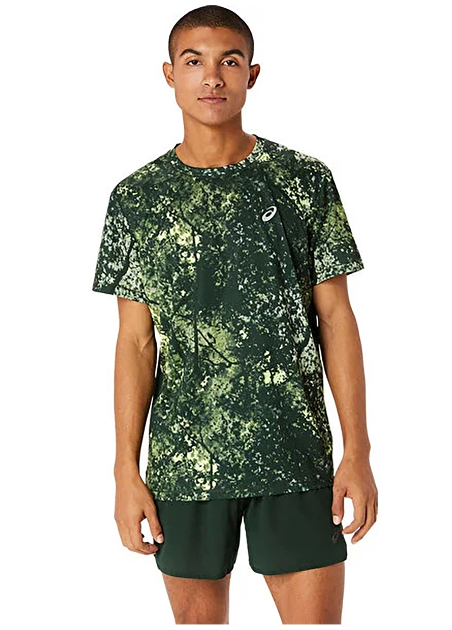 Asics Mavi - Yeşil Erkek Klasik Yaka T-Shirt 2011C885-300 AOP SS TOP