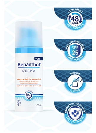 Bepanthol Derma Nemlendirici & Besleyici SPF 25 Güneş Koruyuculu Günlük Yüz Bakım Kremi 50 Ml_4