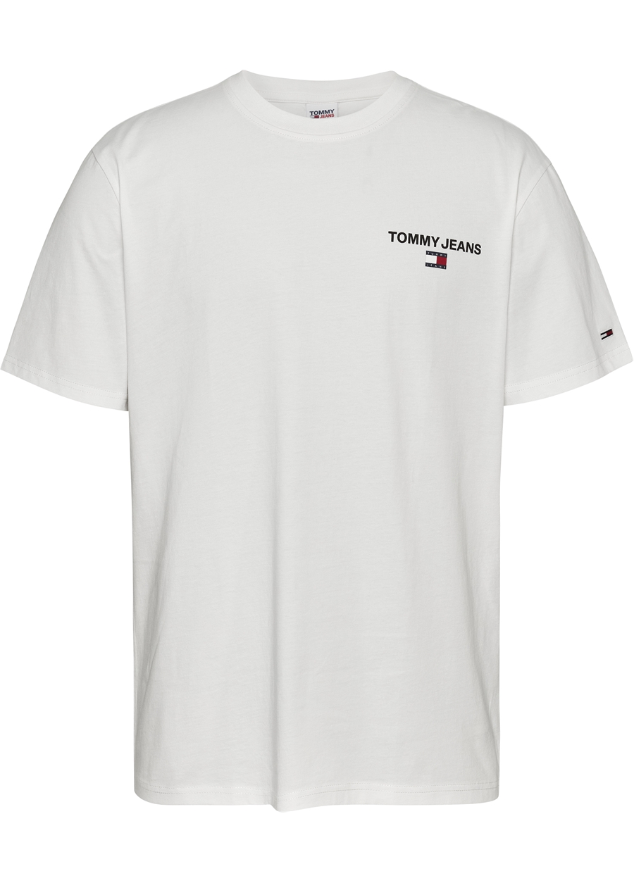 Tommy Jeans Bisiklet Yaka Düz Beyaz Erkek T-Shirt DM0DM17712YBR