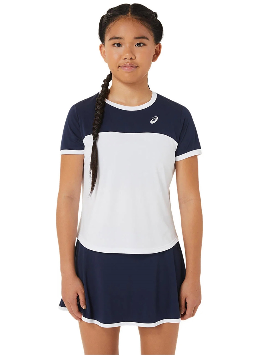 Asics Beyaz - Mavi Kadın T-Shirt 2044A039-102 TENNIS SS TOP_1