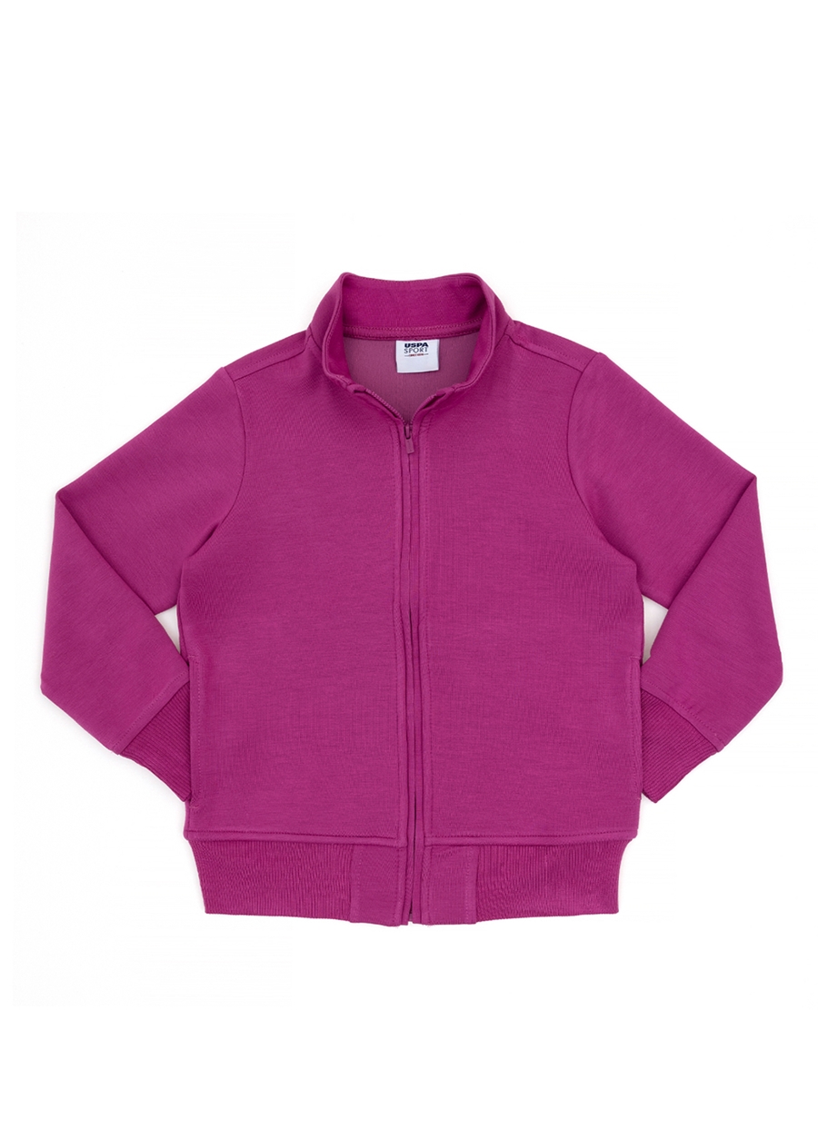 U.S. Polo Assn. Lacivert - Kırmızı Kız Çocuk Dik Yaka Sweatshirt NUCE-SKIDS