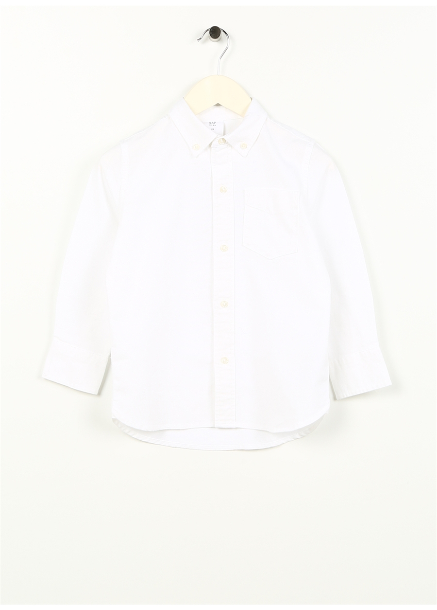 Gap Beyaz Erkek Çocuk Uzun Kollu Düz Gömlek 426037