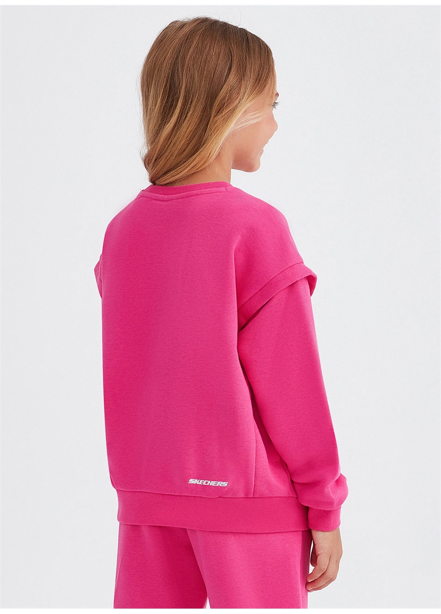 Skechers Neon Pembe Kız Çocuk Yuvarlak Yaka Uzun Kollu Sweatshirt SK232073-602_2