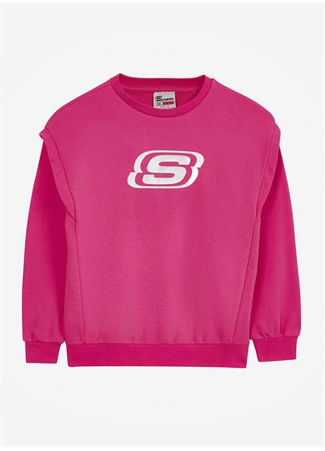 Skechers Neon Pembe Kız Çocuk Yuvarlak Yaka Uzun Kollu Sweatshirt SK232073-602_5