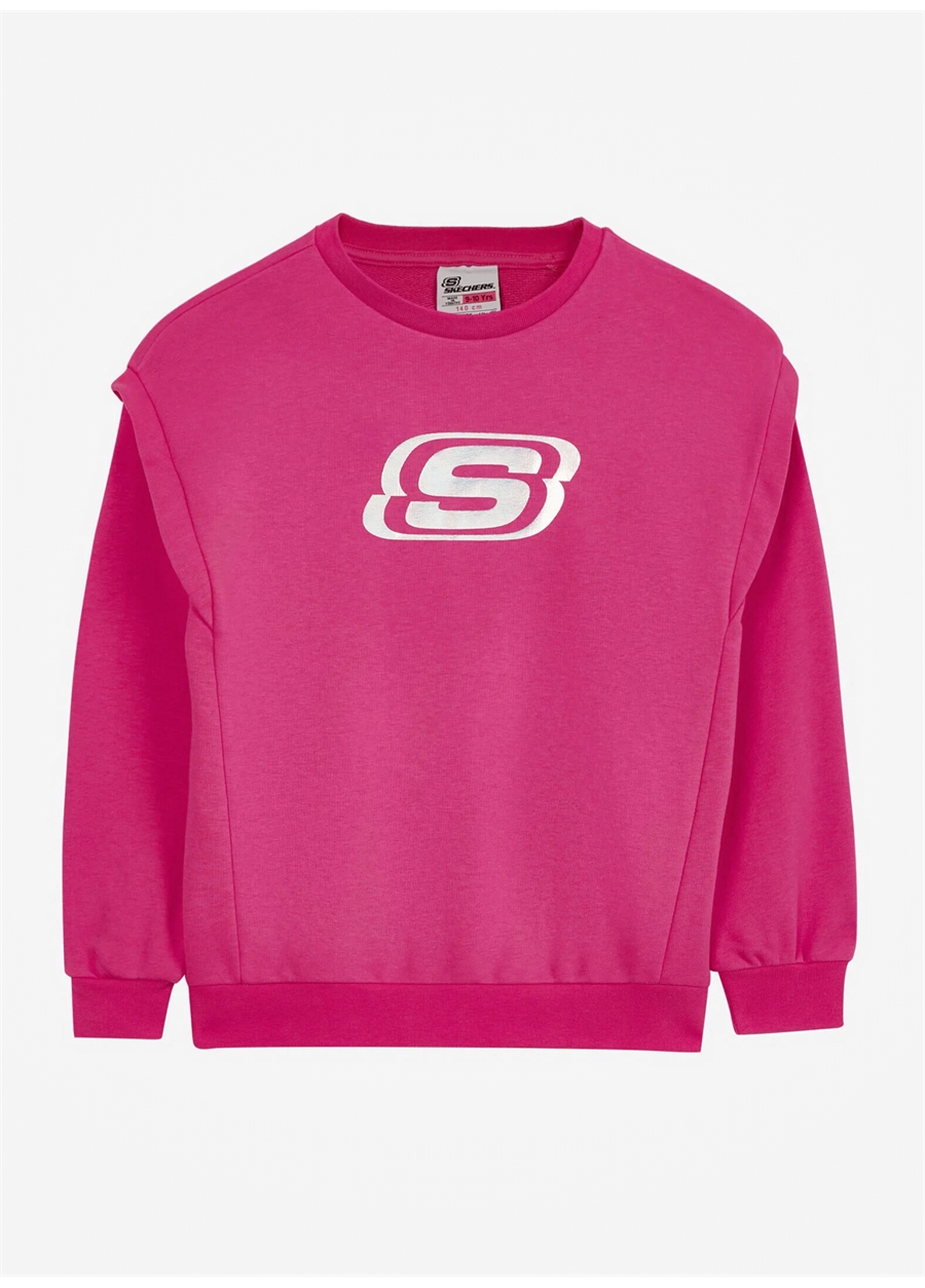 Skechers Neon Pembe Kız Çocuk Yuvarlak Yaka Uzun Kollu Sweatshirt SK232073-602_5