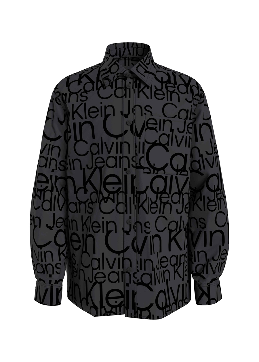 Calvin Klein Siyah Erkek Çocuk Uzun Kollu Baskılı Gömlek IB0IB01828BEH