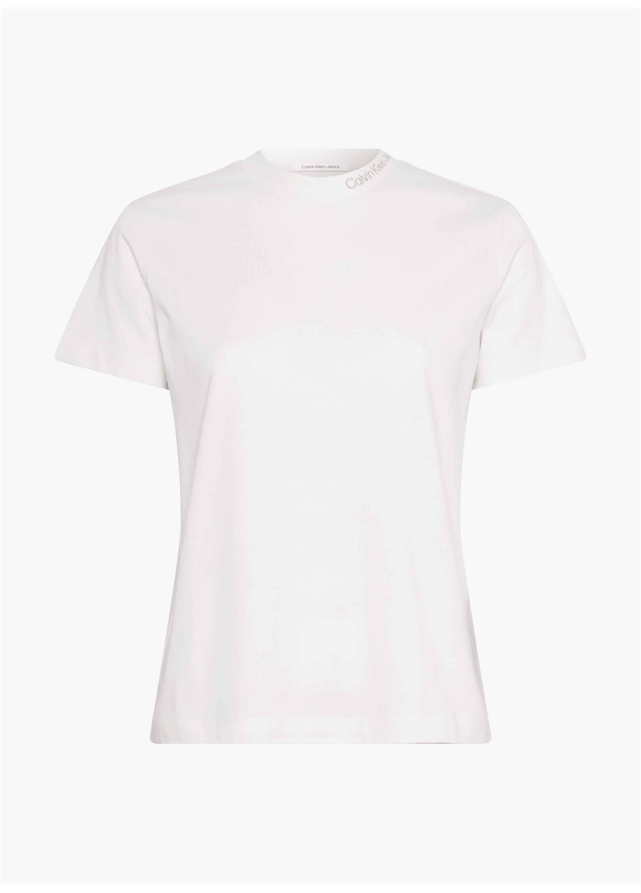 Calvin Klein Jeans Bisiklet Yaka Düz Beyaz Kadın T-Shirt J20J222015YBI