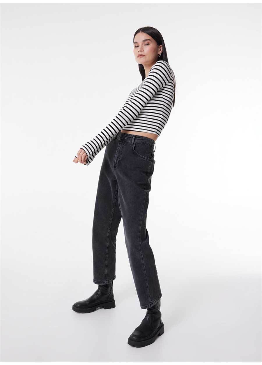 Lee L35FQBD59-Antrasit Antrasit Kadın Düşük Bel Straight Denim Pantolon