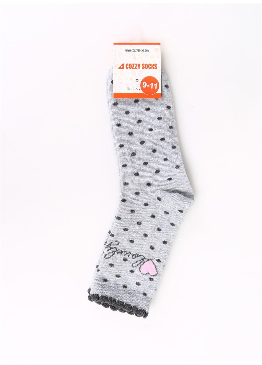 Cozzy Socks Gri Kız Çocuk Soket Çorap COZZY-LOVE-GRİ