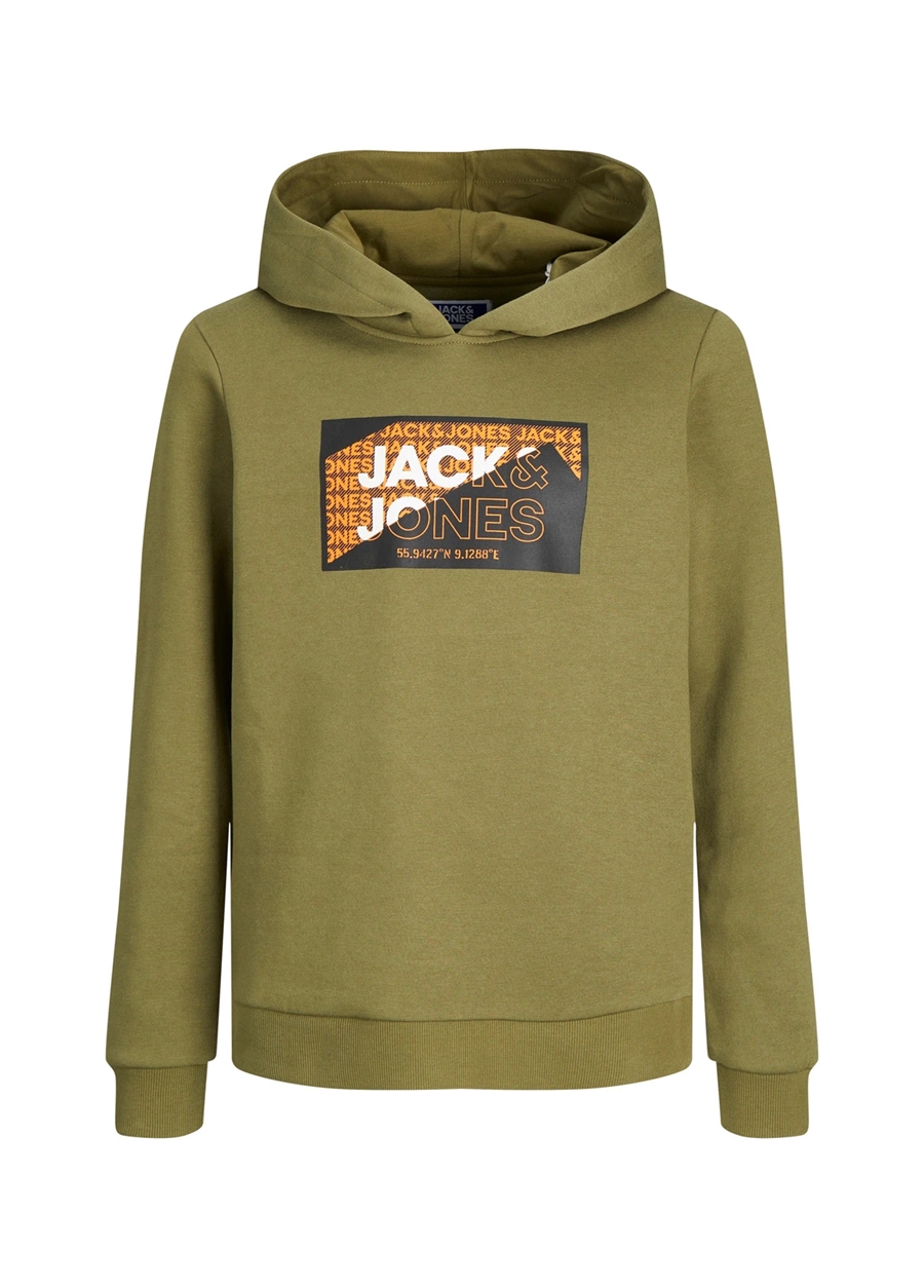 Jack & Jones Yeşil Erkek Çocuk Kapüşonlu Uzun Kollu Baskılı Sweatshirt JCOLOGAN AW23 SWEAT HOOD JNR_2