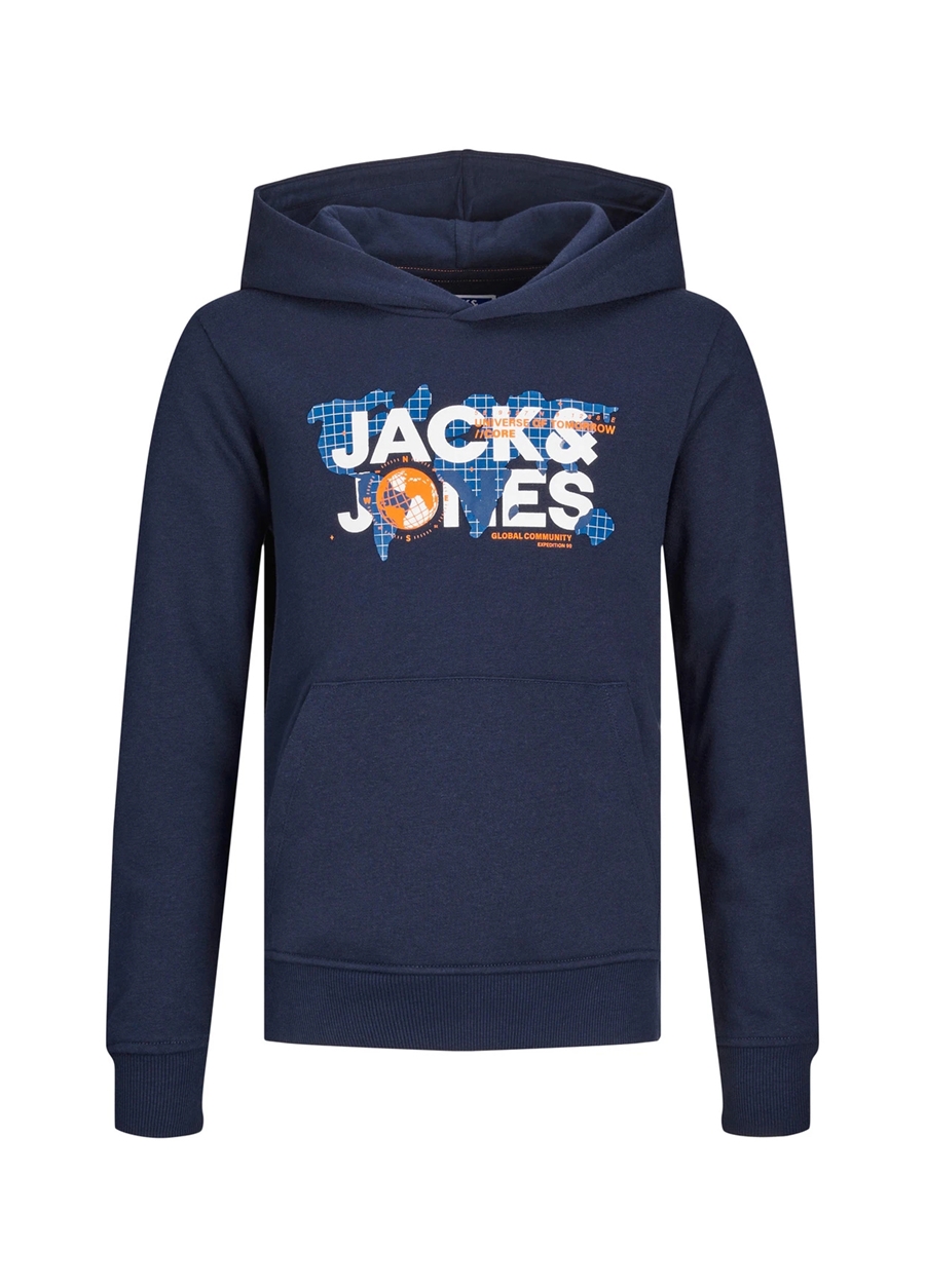 Jack & Jones Lacivert Erkek Çocuk Kapüşonlu Uzun Kollu Baskılı Sweatshirt JCODUST SWEAT HOOD SN JNR_1