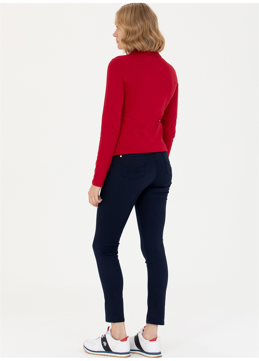 U.S. Polo Assn. Yüksek Bel Dar Paça Tights Fit Lacivert Kadın Denim Pantolon AGUSE_3