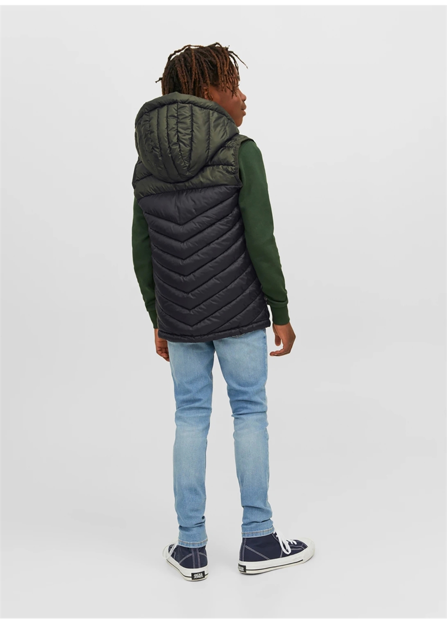 Jack & Jones Haki Erkek Çocuk Kapüşonlu Kolsuz Düz Yelek JJEHERO BODYWARMER HOOD NOOS JNR_1