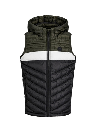 Jack & Jones Haki Erkek Çocuk Kapüşonlu Kolsuz Düz Yelek JJEHERO BODYWARMER HOOD NOOS JNR_2