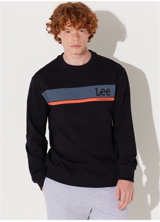 Lee Bisiklet Yaka Siyah Erkek Sweatshırt L232501001 Bisiklet Yaka Sweatshirt