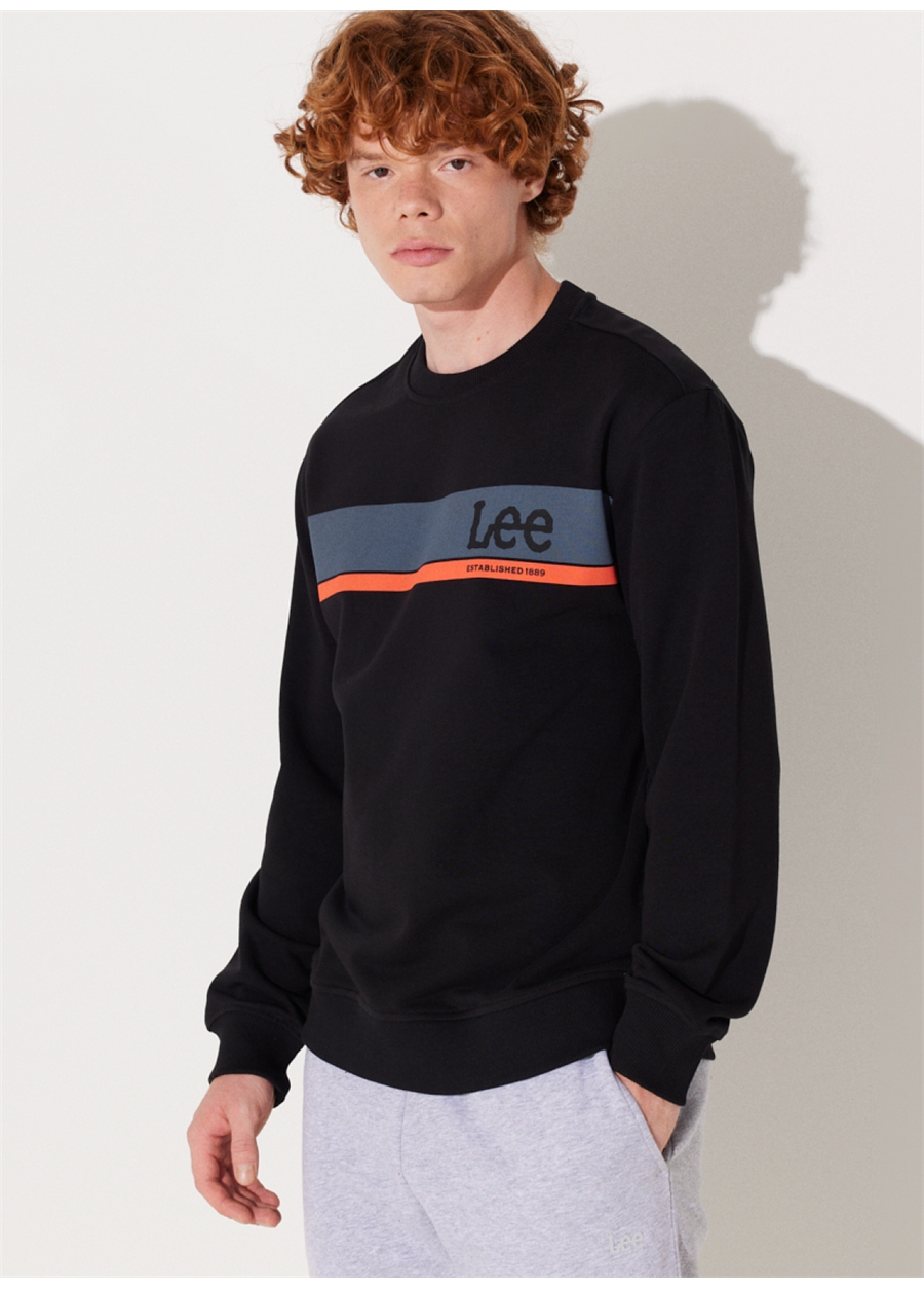 Lee Bisiklet Yaka Siyah Erkek Sweatshırt L232501001 Bisiklet Yaka Sweatshirt_1