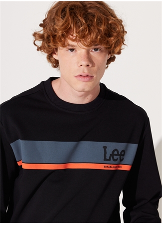 Lee Bisiklet Yaka Siyah Erkek Sweatshırt L232501001 Bisiklet Yaka Sweatshirt_3