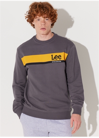 Lee Bisiklet Yaka Antrasit Erkek Sweatshırt L232501003 Bisiklet Yaka Sweatshirt