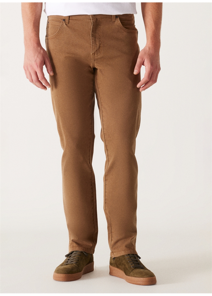 Wrangler Normal Bel Regular Fit Kahve Erkek Chino Pantolon W121053248 Texas Non Denim Pantolon_5