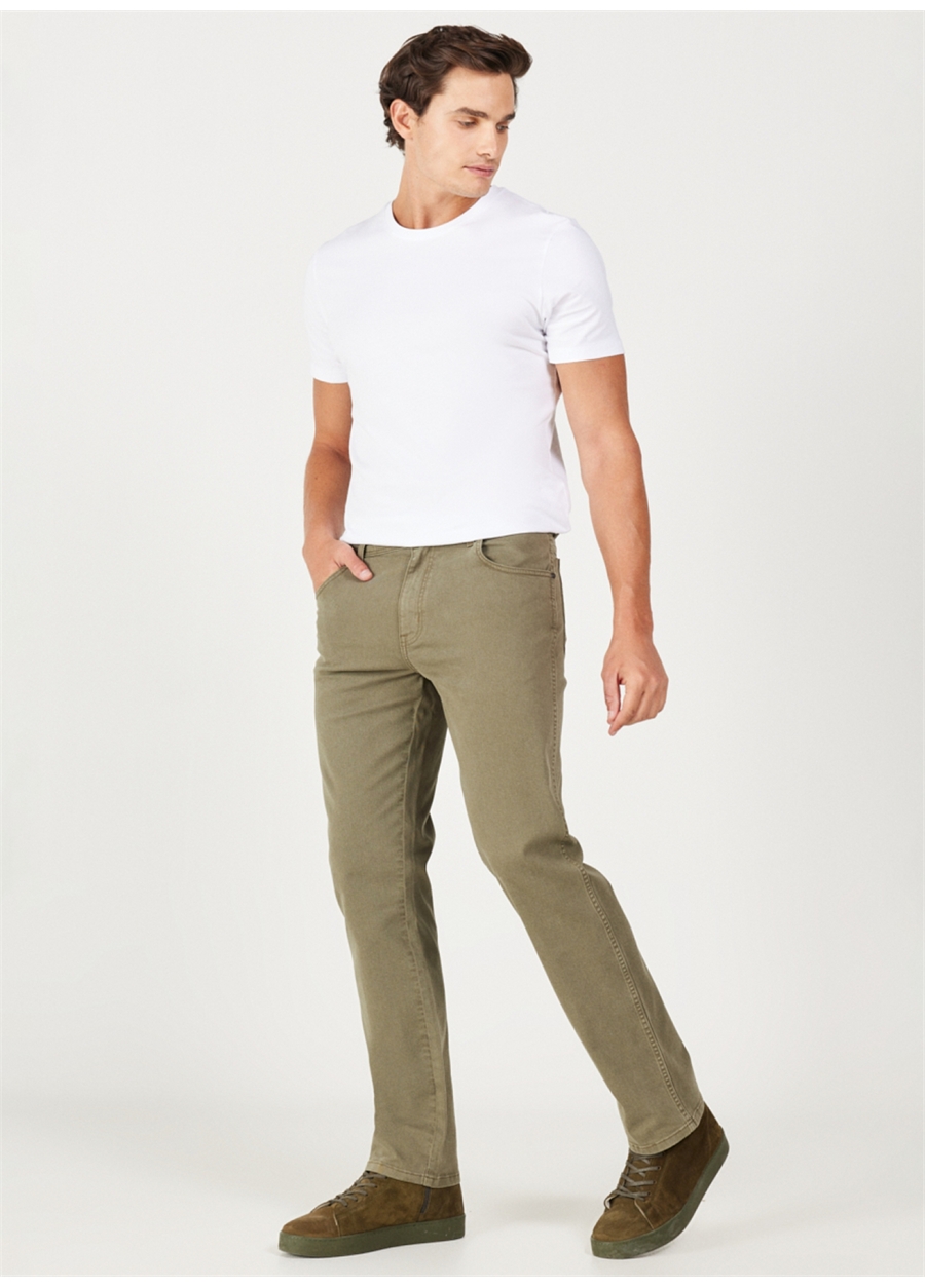 Wrangler Normal Bel Regular Fit Yeşil Erkek Chino Pantolon W121053G40 Texas Non Denim Pantolon_1