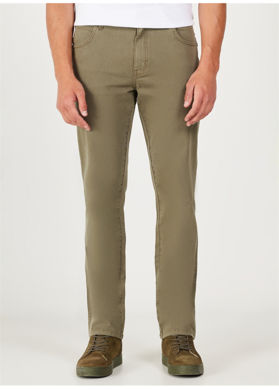 Wrangler Normal Bel Regular Fit Yeşil Erkek Chino Pantolon W121053G40 Texas Non Denim Pantolon_6