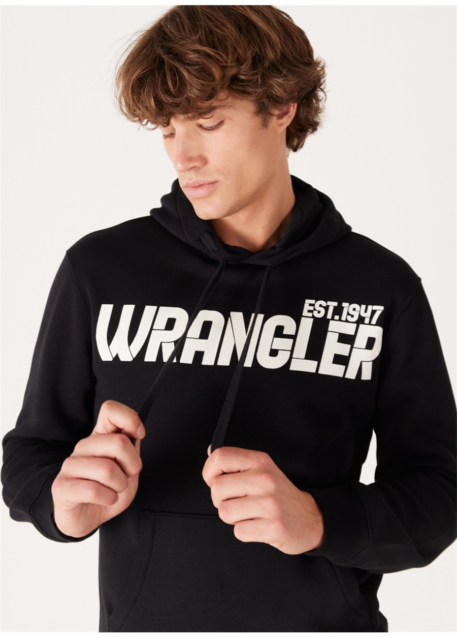 Wrangler Kapüşon Yaka Siyah Erkek Sweatshırt W232257001 Kapüşonlu Sweatshirt_3