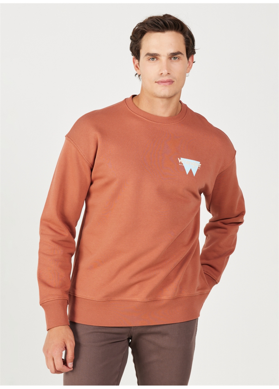 Wrangler Bisiklet Yaka Kahve Erkek Sweatshırt W232243219 Oversize Sweatshirt_1