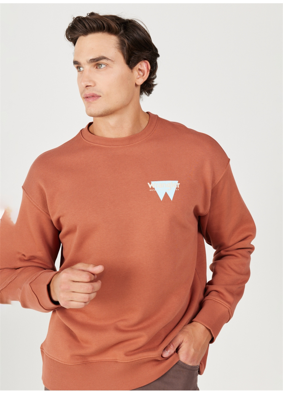 Wrangler Bisiklet Yaka Kahve Erkek Sweatshırt W232243219 Oversize Sweatshirt_2