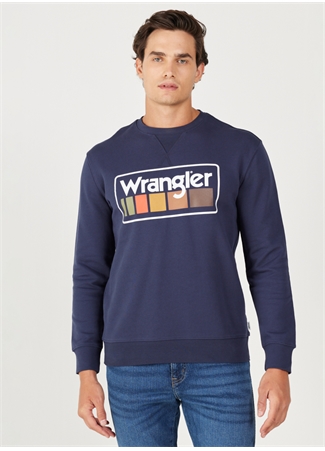 Wrangler Bisiklet Yaka Lacivert Erkek Sweatshırt W646H1114 Bisiklet Yaka Sweatshirt