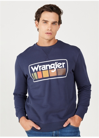 Wrangler Bisiklet Yaka Lacivert Erkek Sweatshırt W646H1114 Bisiklet Yaka Sweatshirt_2