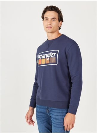 Wrangler Bisiklet Yaka Lacivert Erkek Sweatshırt W646H1114 Bisiklet Yaka Sweatshirt_3