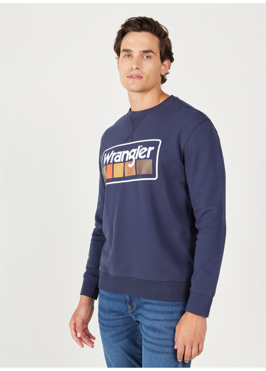 Wrangler Bisiklet Yaka Lacivert Erkek Sweatshırt W646H1114 Bisiklet Yaka Sweatshirt_3