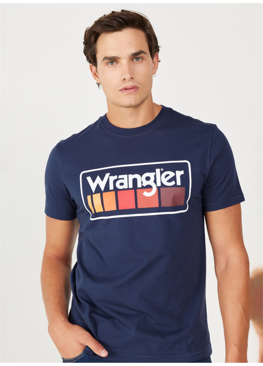 Wrangler Lacivert Erkek T-Shirt W750D3114 Bisiklet Yaka T-Shirt