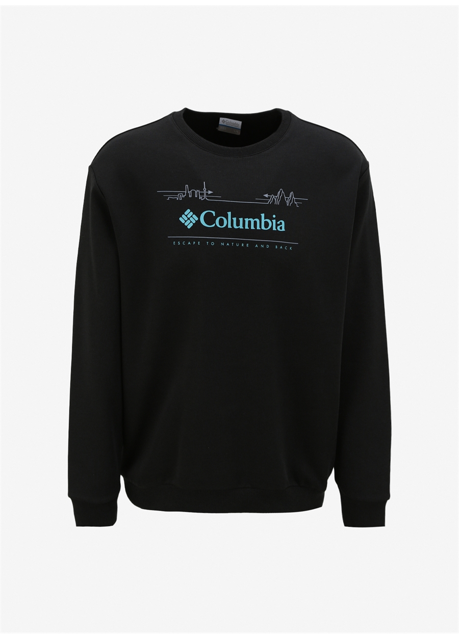 Columbia Siyah Erkek O Yaka Baskılı Sweatshirt CS0329010_CS0329