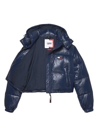 Tommy Jeans Lacivert Kadın Kapüşonlu Düz Mont DW0DW16572C87_8