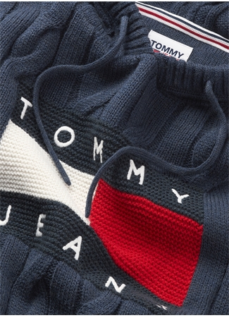 Tommy Jeans Kapüşon Yaka Normal Baskılı Lacivert Kazak Kadın DW0DW16528C87_5